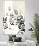 Birdcages 1 by NM Studio on GIANT ART - beige contemporary bird