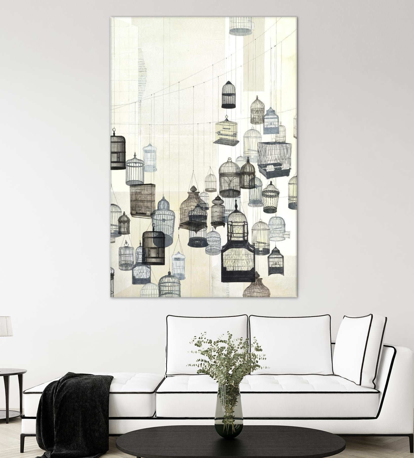 Birdcages 2 by NM Studio on GIANT ART - beige contemporary bird