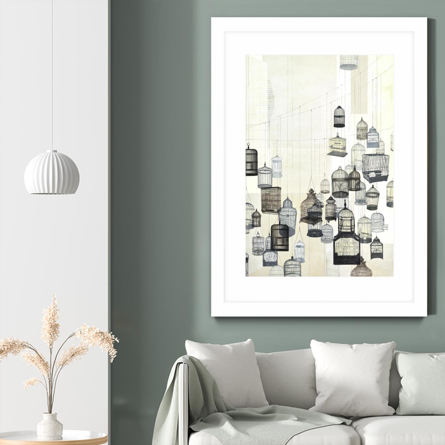 Birdcages 2 by NM Studio on GIANT ART - beige vintage bird