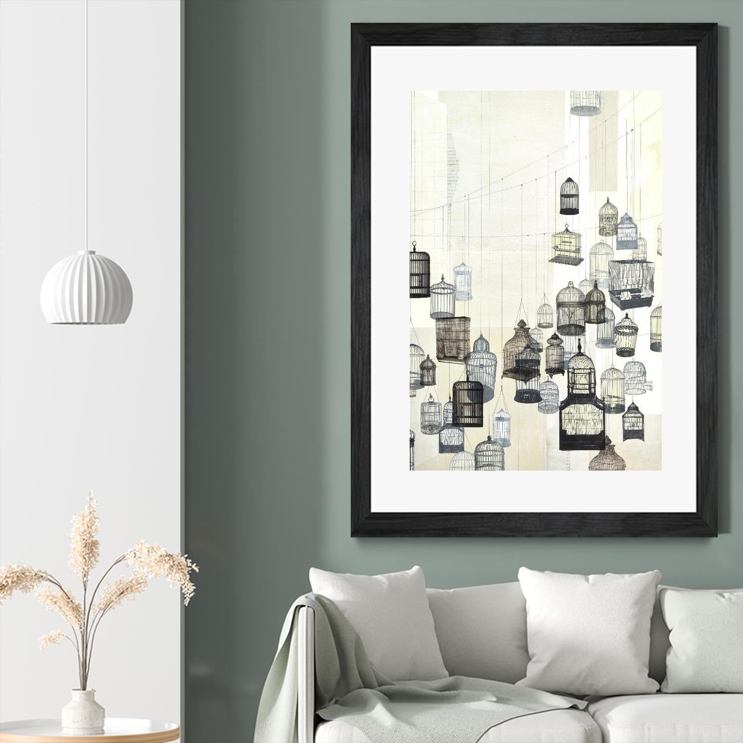 Birdcages 2 by NM Studio on GIANT ART - beige vintage bird