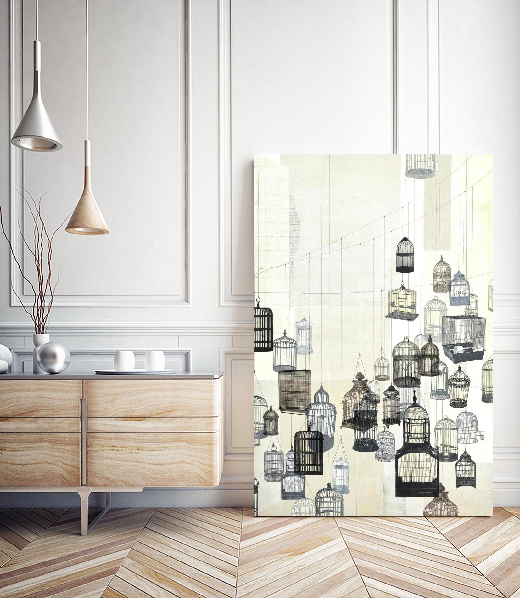 Birdcages 2 by NM Studio on GIANT ART - beige vintage bird