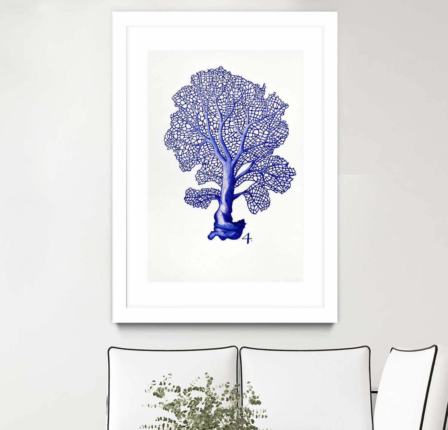 Sea Life in Pen 4 by Millie Brooks on GIANT ART - blue botanical