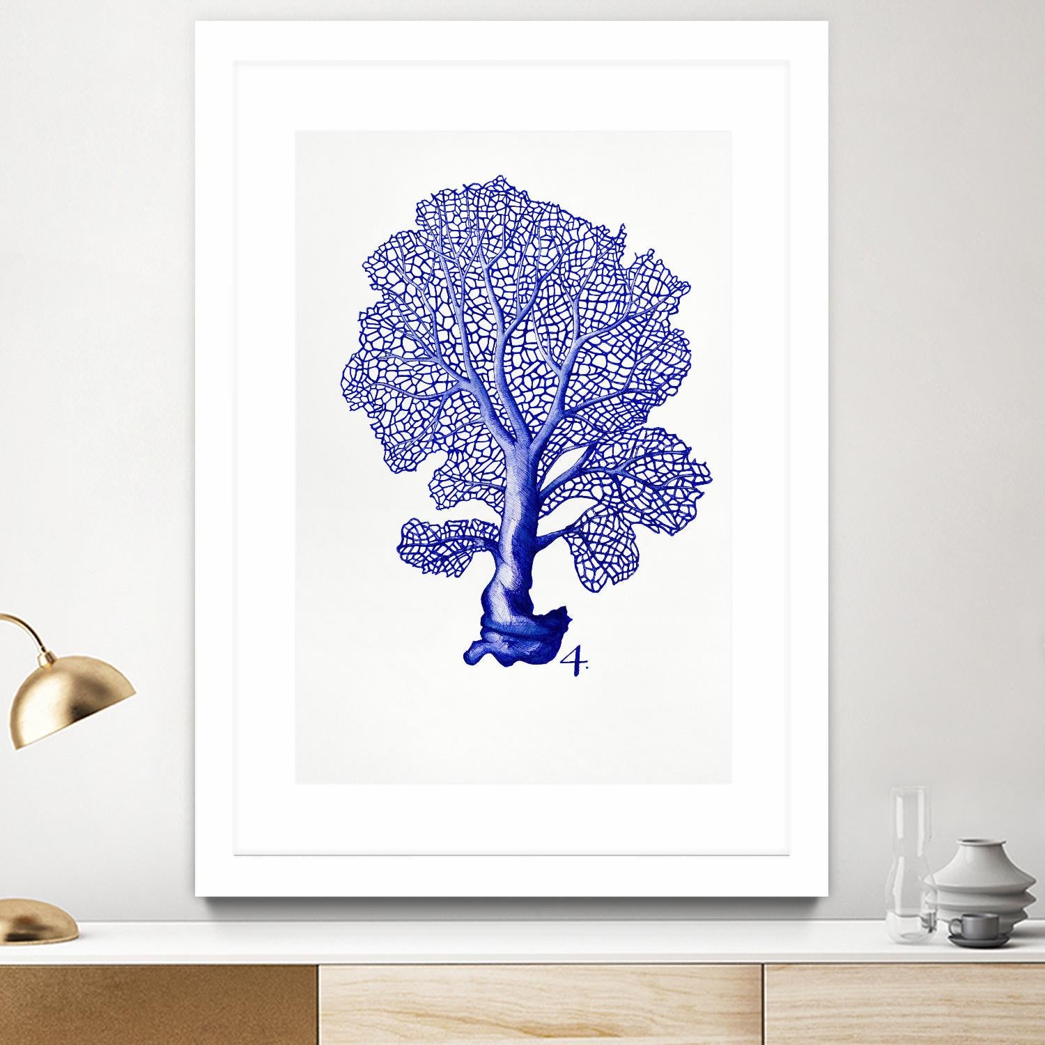 Sea Life in Pen 4 by Millie Brooks on GIANT ART - blue botanical