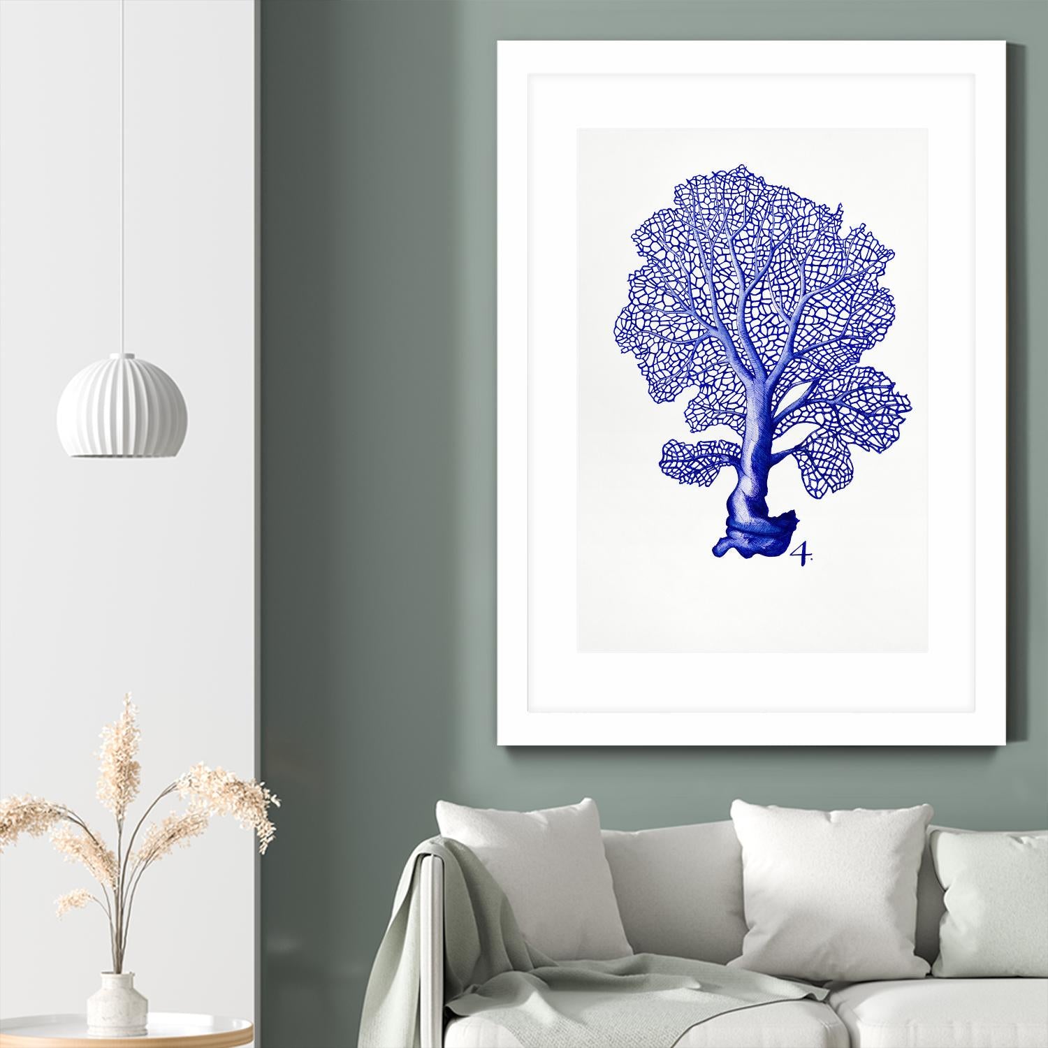 Sea Life in Pen 4 by Millie Brooks on GIANT ART - blue botanical