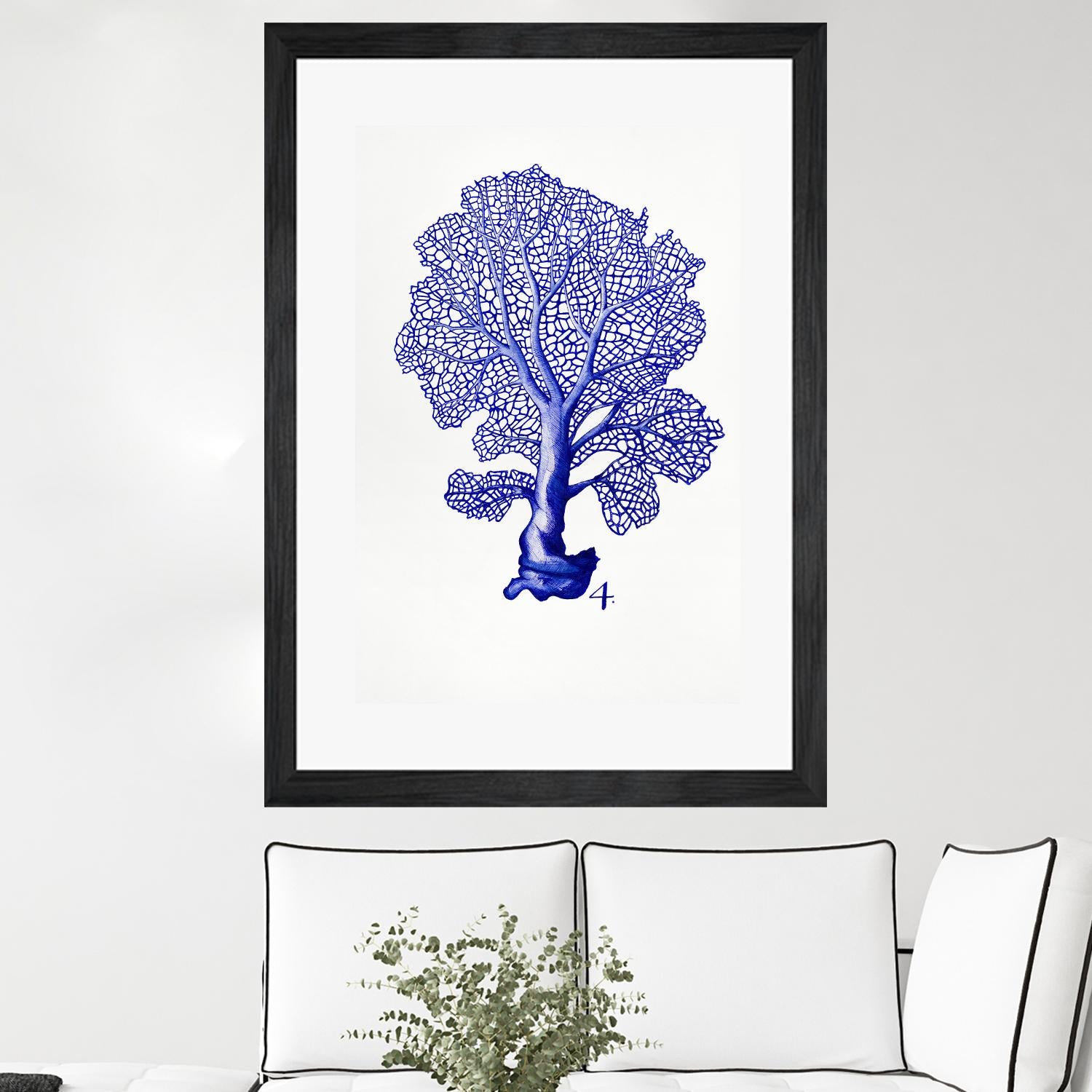 Sea Life in Pen 4 by Millie Brooks on GIANT ART - blue botanical