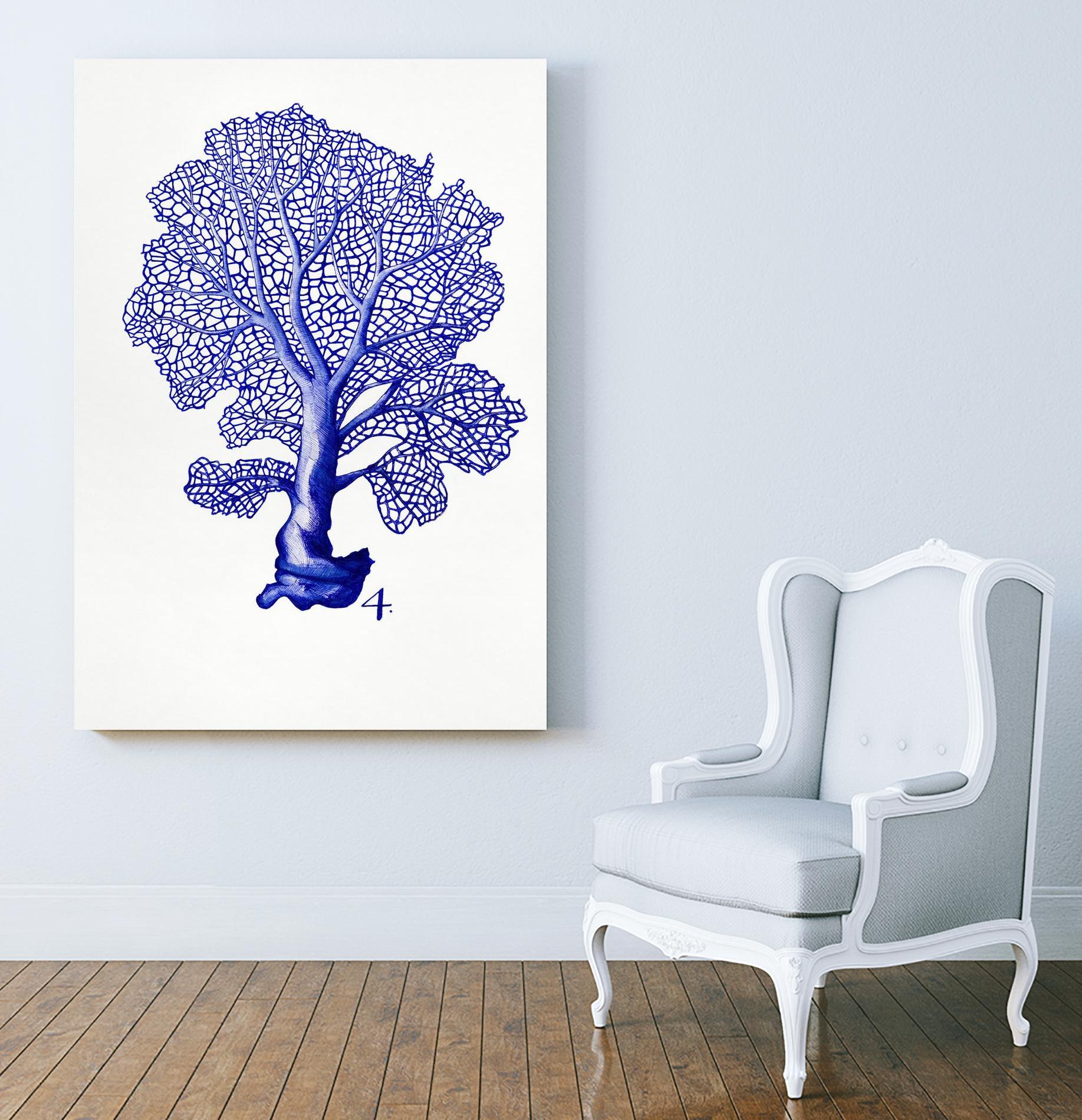 Sea Life in Pen 4 by Millie Brooks on GIANT ART - blue botanical