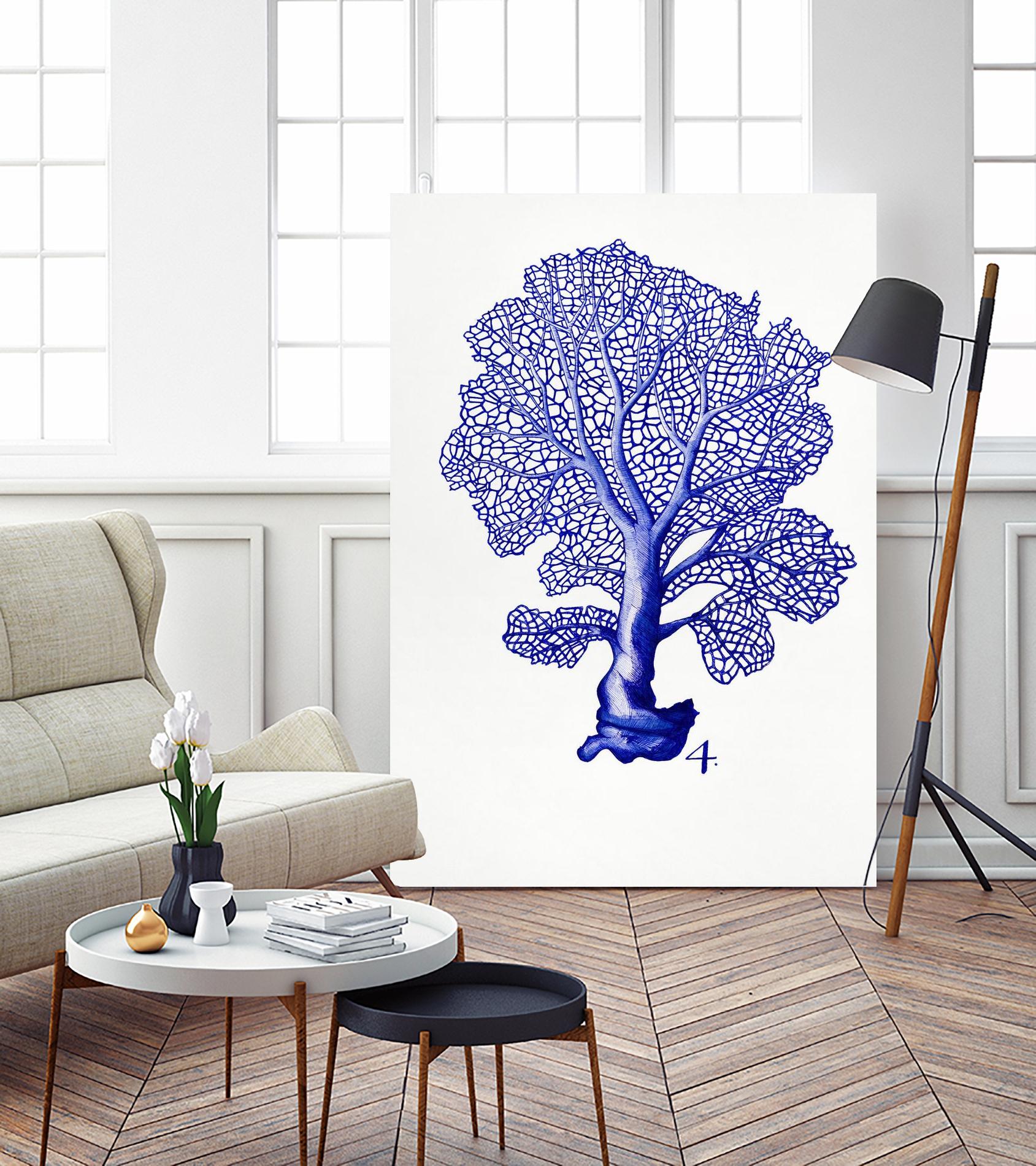 Sea Life in Pen 4 by Millie Brooks on GIANT ART - blue botanical