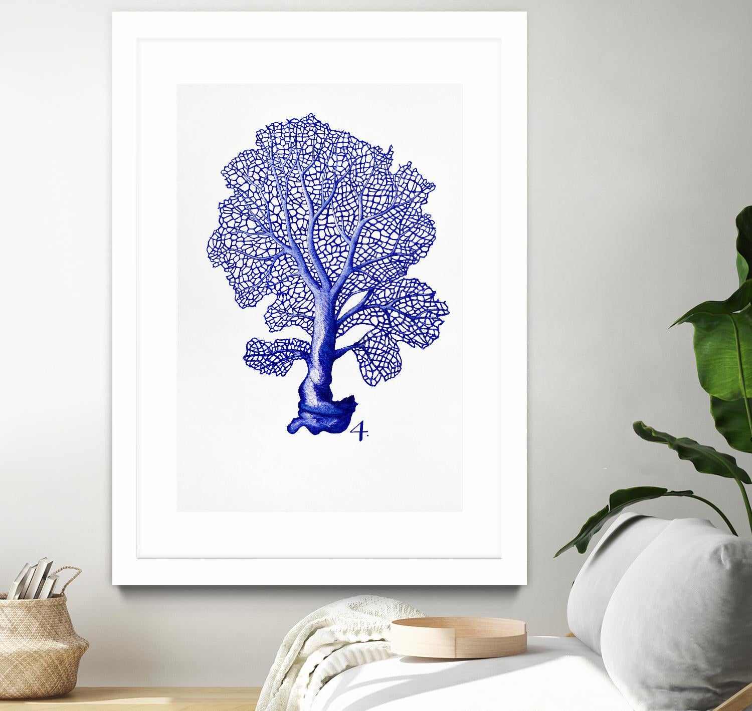 Sea Life in Pen 4 by Millie Brooks on GIANT ART - blue botanical