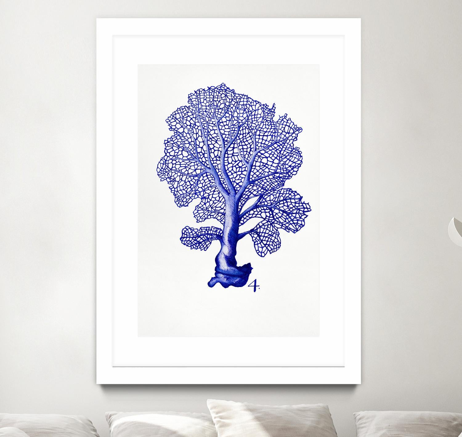 Sea Life in Pen 4 by Millie Brooks on GIANT ART - blue botanical