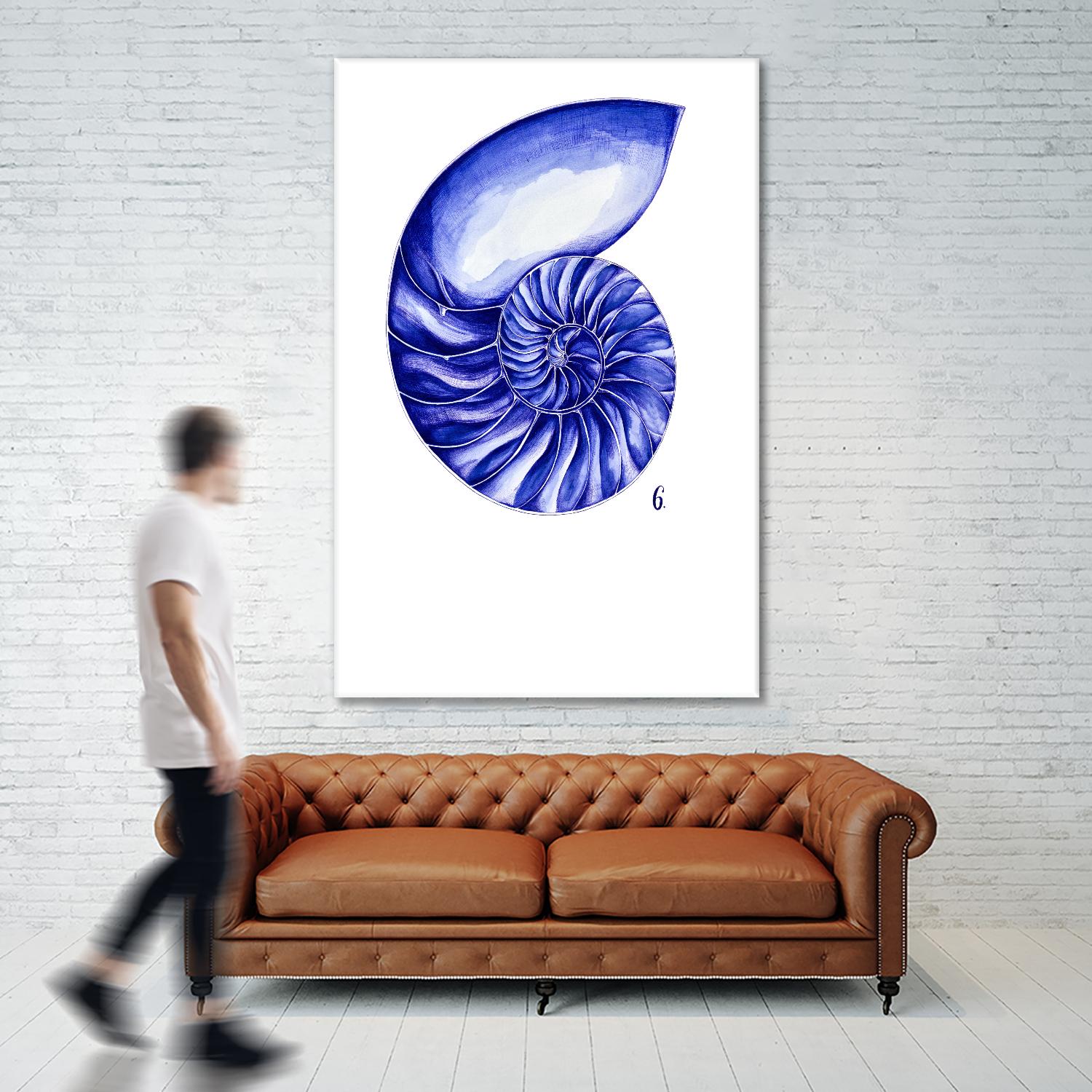 Sea Life in Pen 6 by Millie Brooks on GIANT ART - blue nautical