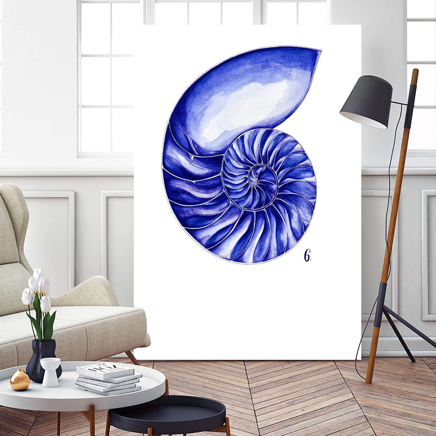 Sea Life in Pen 6 by Millie Brooks on GIANT ART - blue nautical
