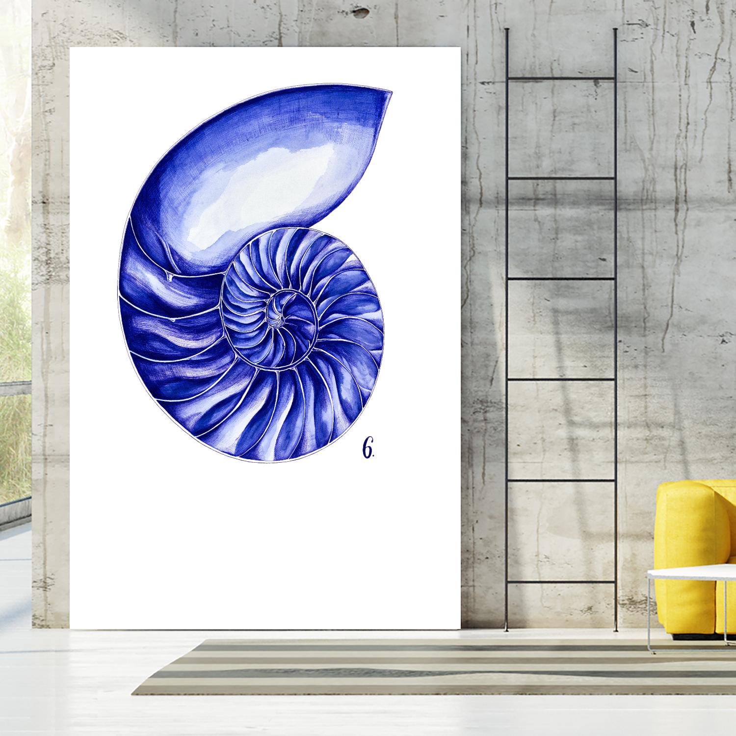 Sea Life in Pen 6 by Millie Brooks on GIANT ART - blue nautical
