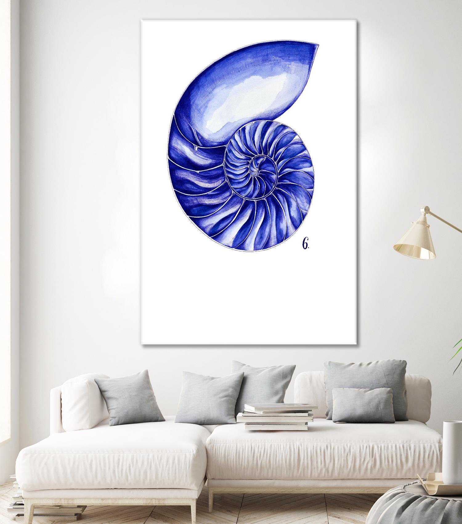 Sea Life in Pen 6 by Millie Brooks on GIANT ART - blue nautical