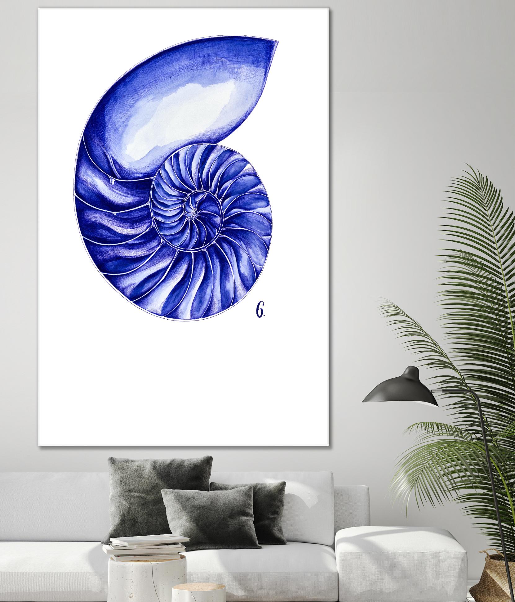 Sea Life in Pen 6 by Millie Brooks on GIANT ART - blue nautical