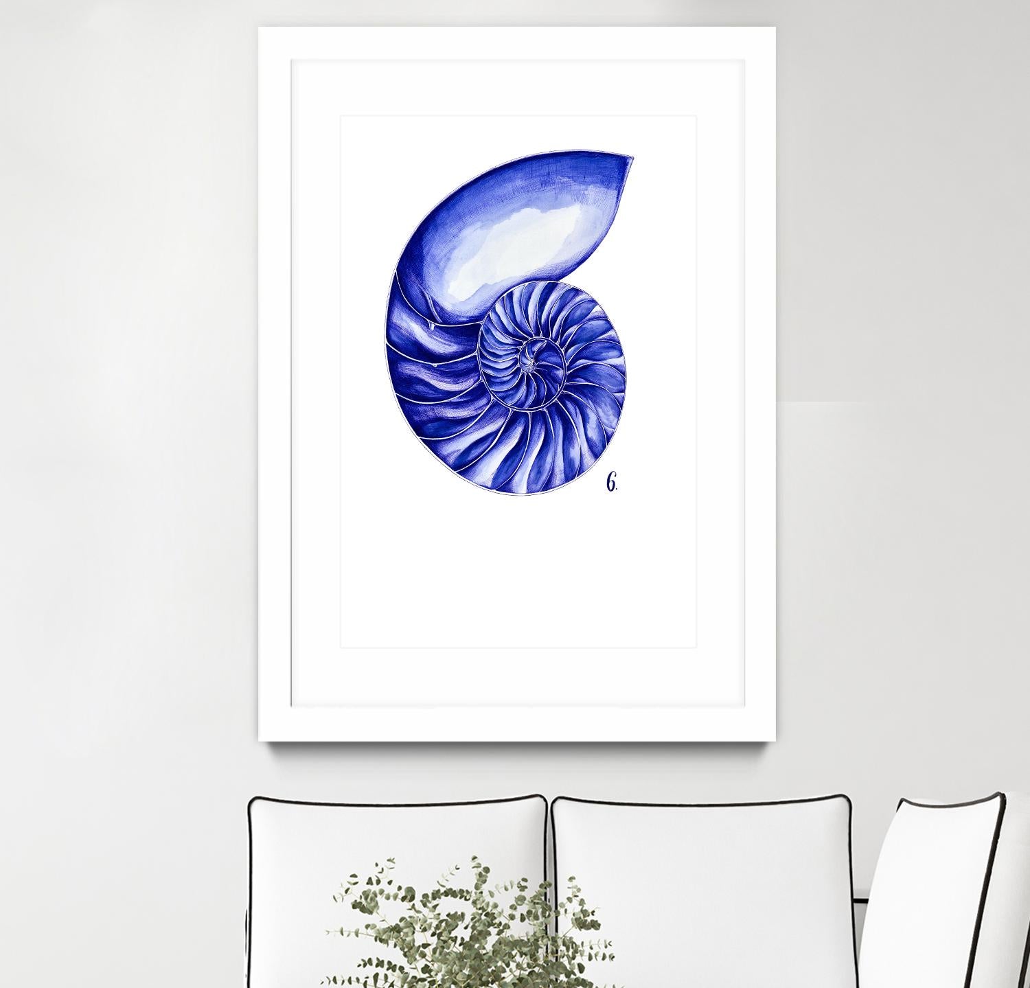Sea Life in Pen 6 by Millie Brooks on GIANT ART - blue botanical