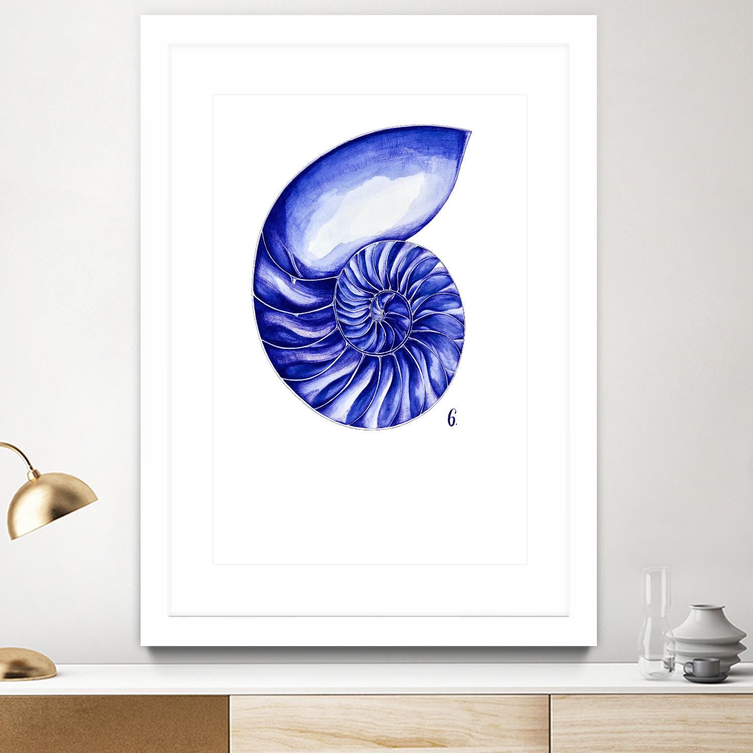 Sea Life in Pen 6 by Millie Brooks on GIANT ART - blue botanical