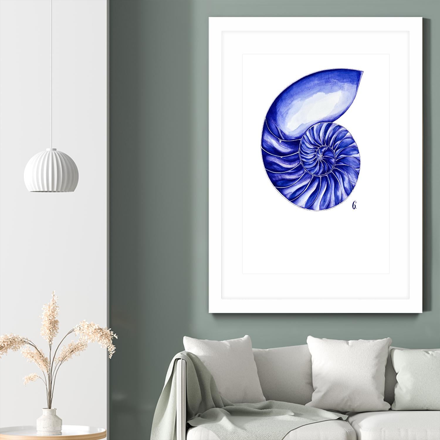 Sea Life in Pen 6 by Millie Brooks on GIANT ART - blue botanical