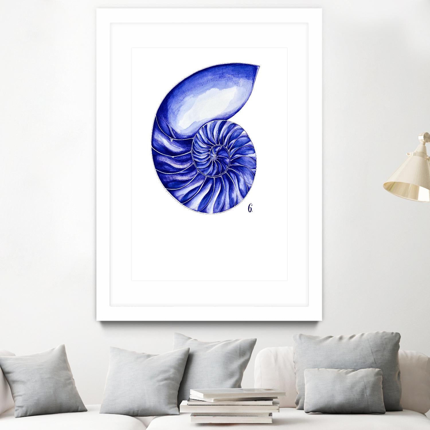 Sea Life in Pen 6 by Millie Brooks on GIANT ART - blue botanical