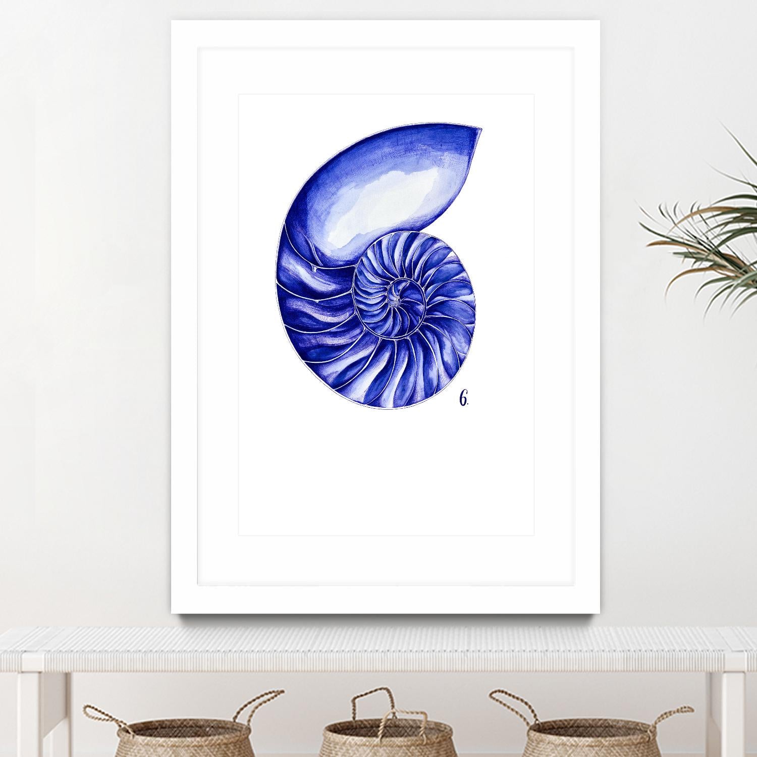 Sea Life in Pen 6 by Millie Brooks on GIANT ART - blue botanical