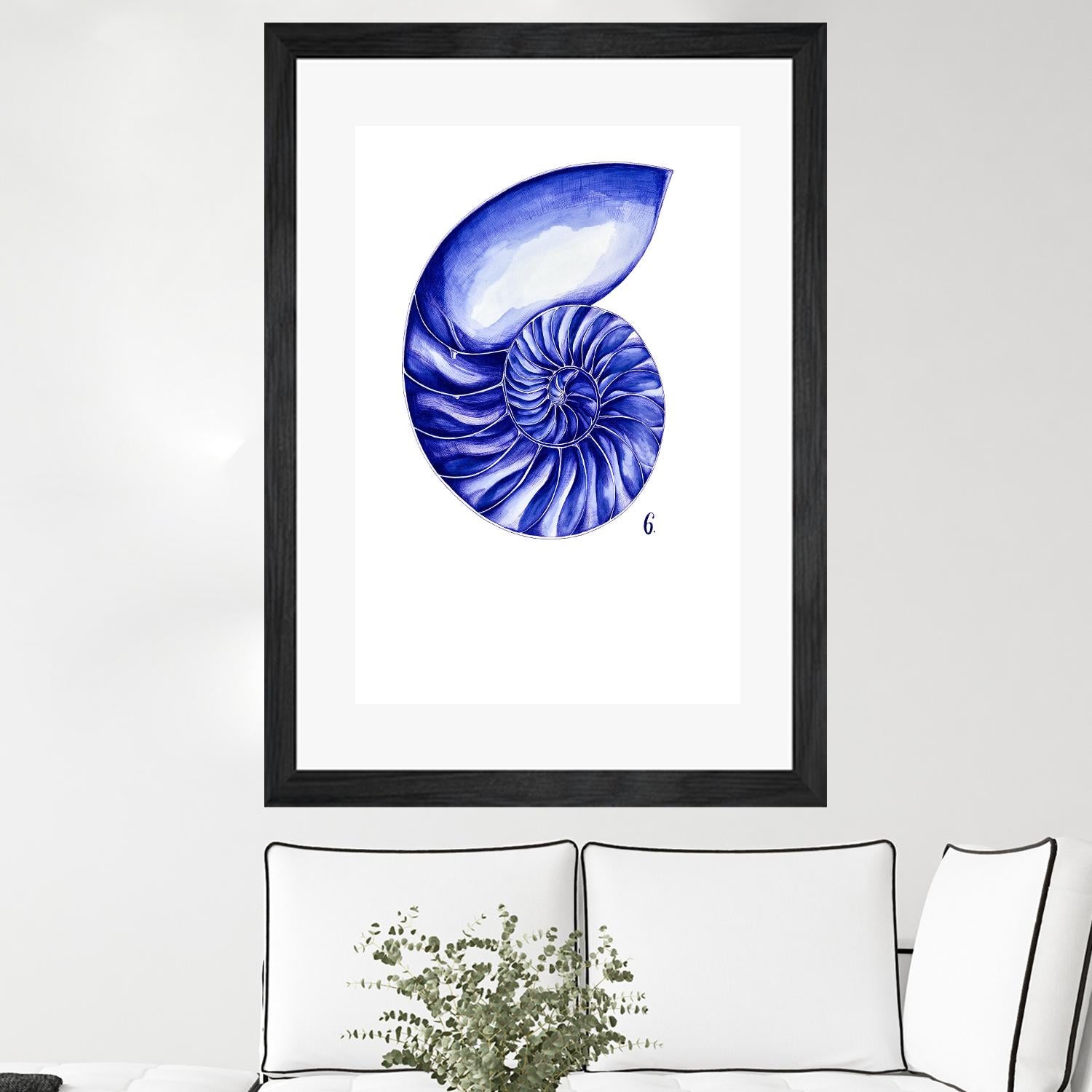 Sea Life in Pen 6 by Millie Brooks on GIANT ART - blue botanical