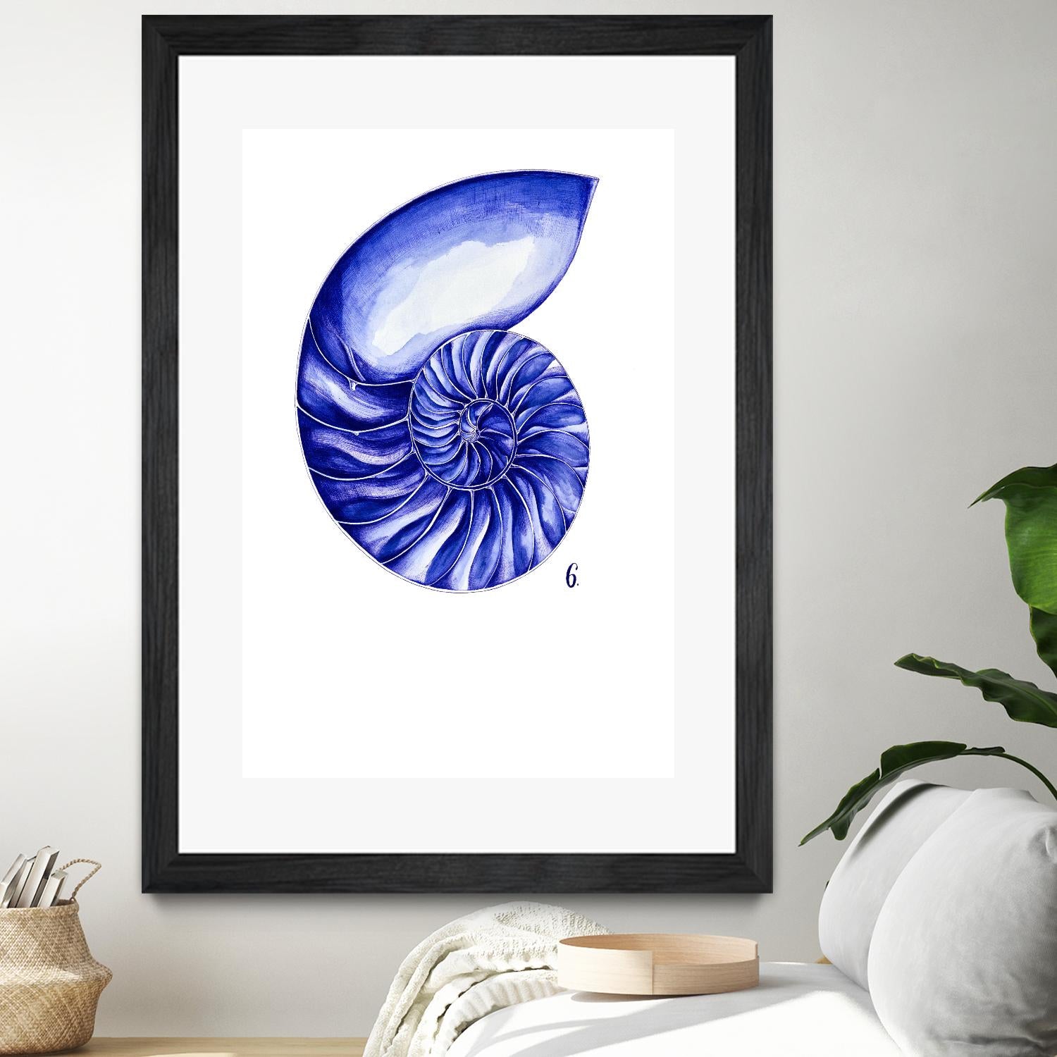 Sea Life in Pen 6 by Millie Brooks on GIANT ART - blue botanical