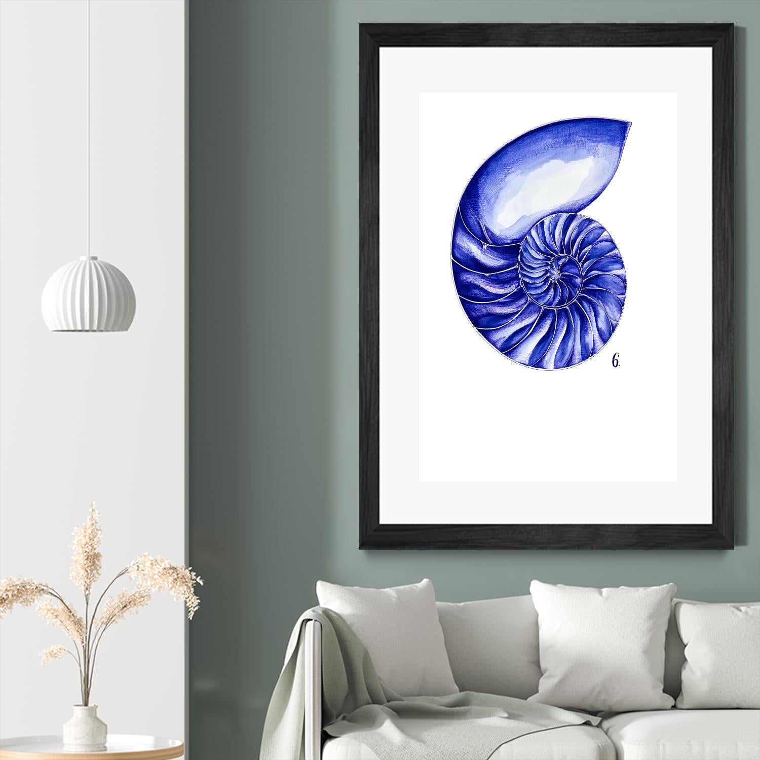 Sea Life in Pen 6 by Millie Brooks on GIANT ART - blue botanical