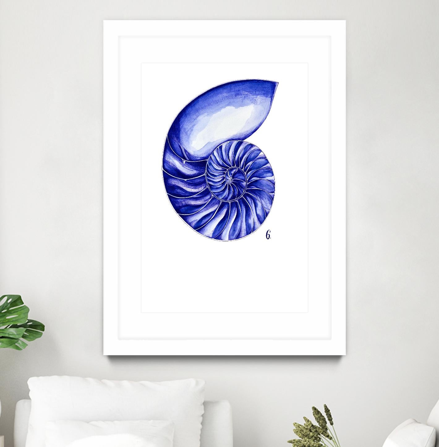 Sea Life in Pen 6 by Millie Brooks on GIANT ART - blue botanical