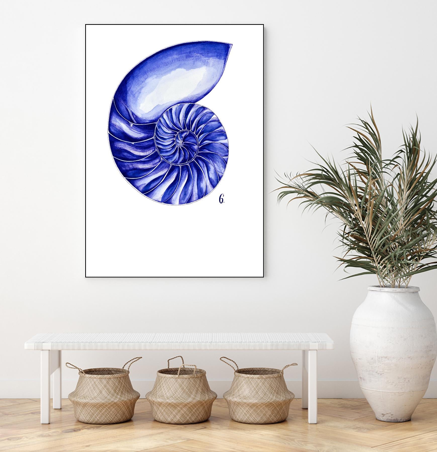Sea Life in Pen 6 by Millie Brooks on GIANT ART - blue nautical