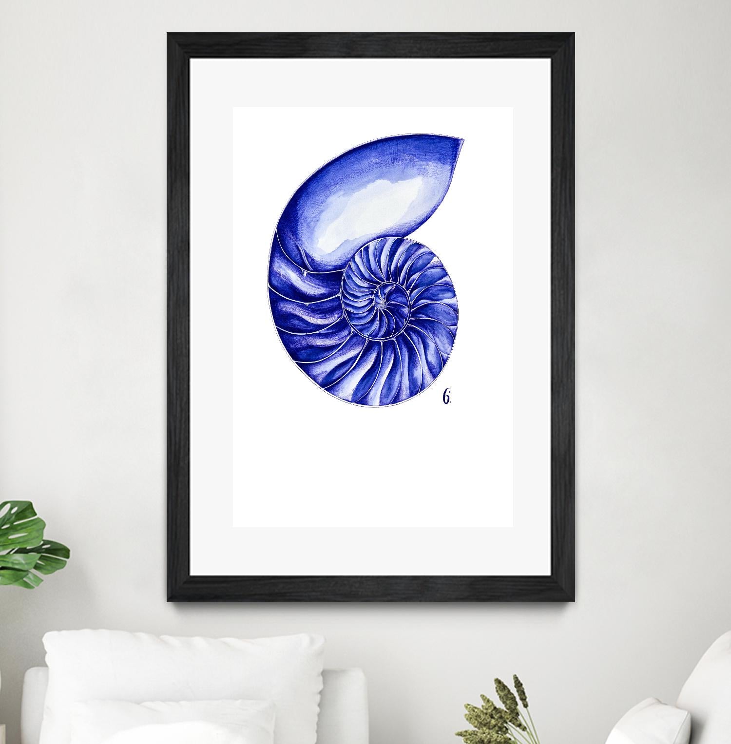 Sea Life in Pen 6 by Millie Brooks on GIANT ART - blue botanical