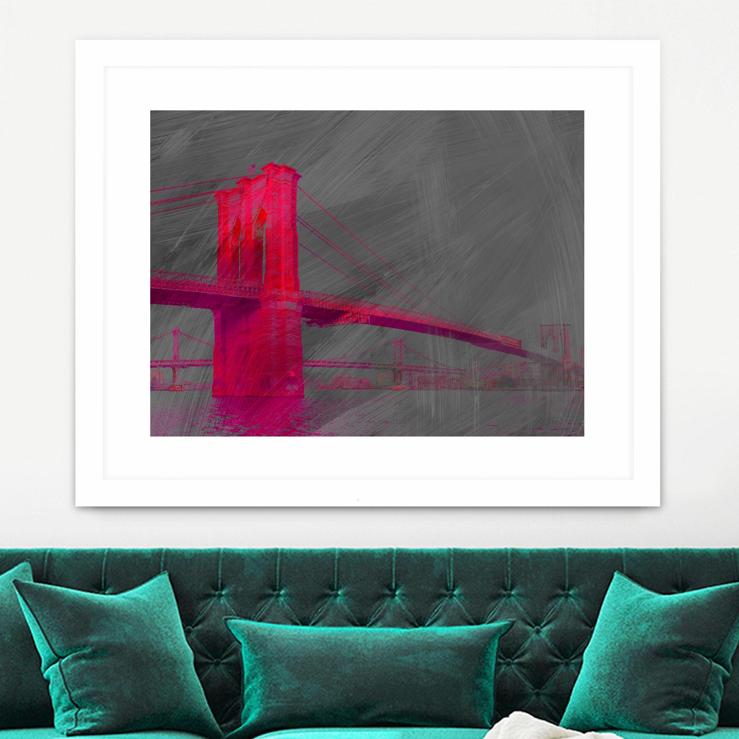 Brooklyn Bridge by THE Studio on GIANT ART - pink architecture pont