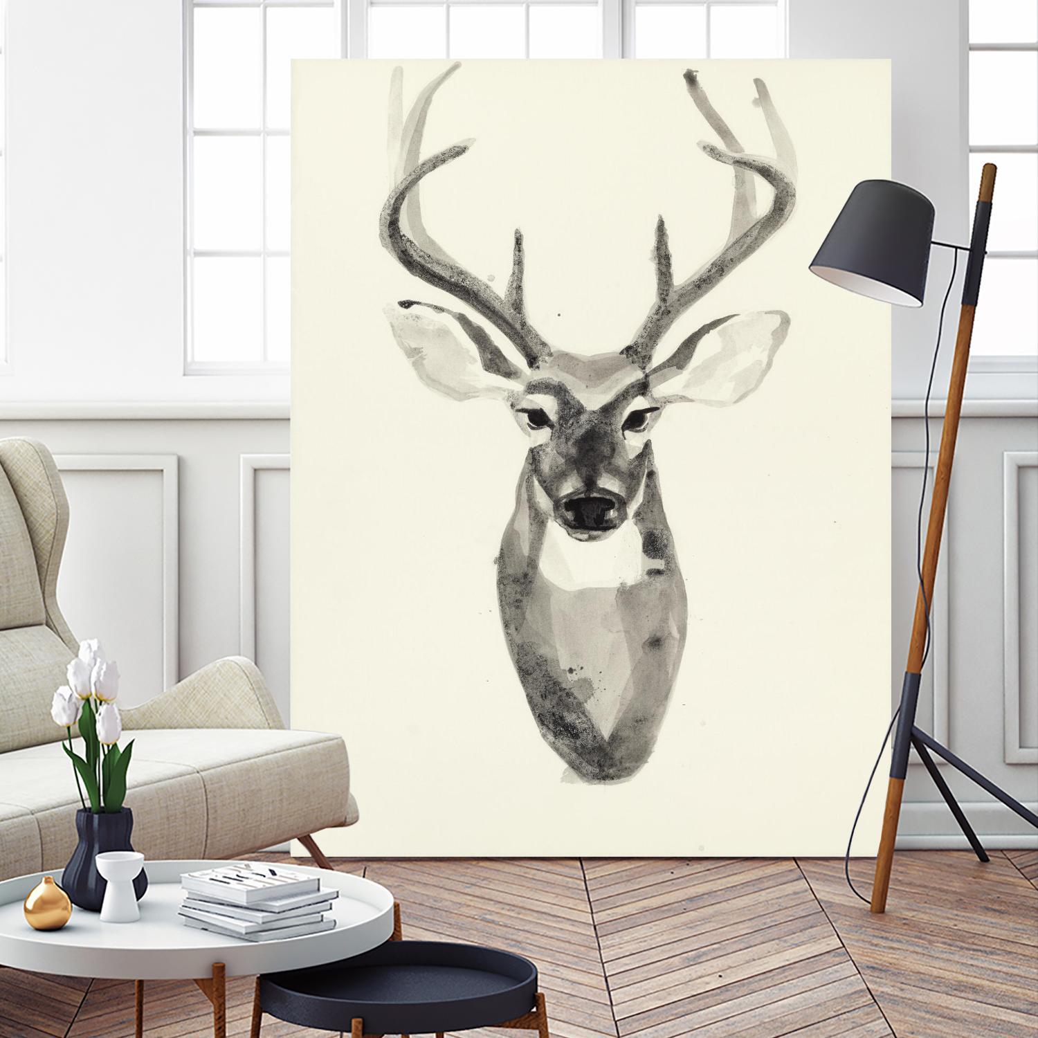 Watercolor Deerhead 2 by Gordon, Ben Gordon on GIANT ART - black animals deer