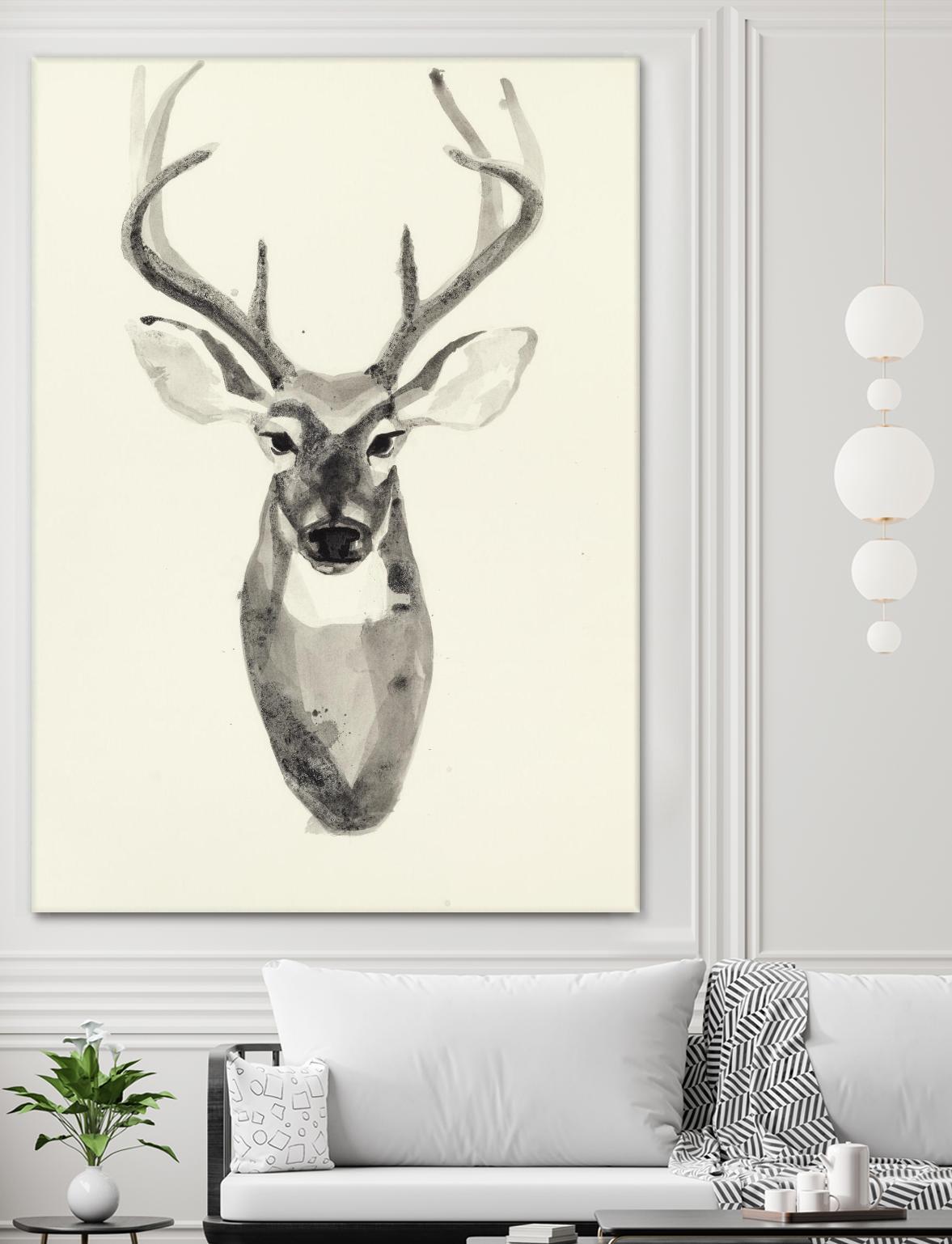 Watercolor Deerhead 2 by Gordon, Ben Gordon on GIANT ART - black animals deer