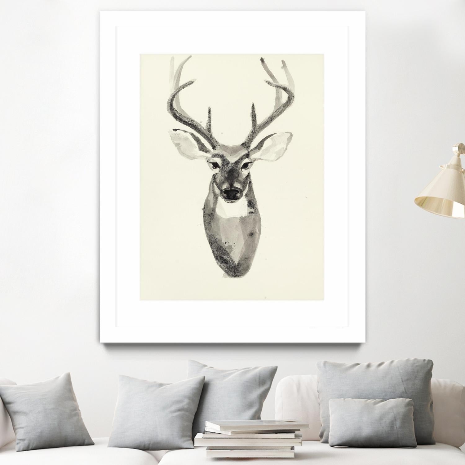 Watercolor Deerhead 2 by Gordon, Ben Gordon on GIANT ART - white black & white deer