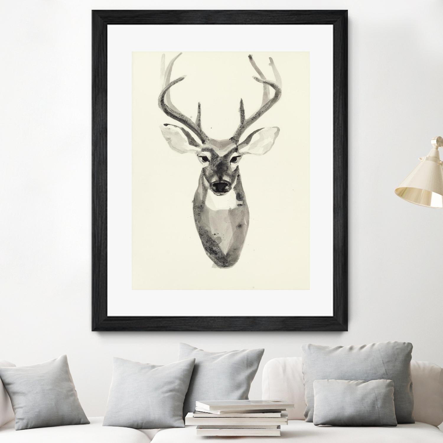 Watercolor Deerhead 2 by Gordon, Ben Gordon on GIANT ART - white black & white deer