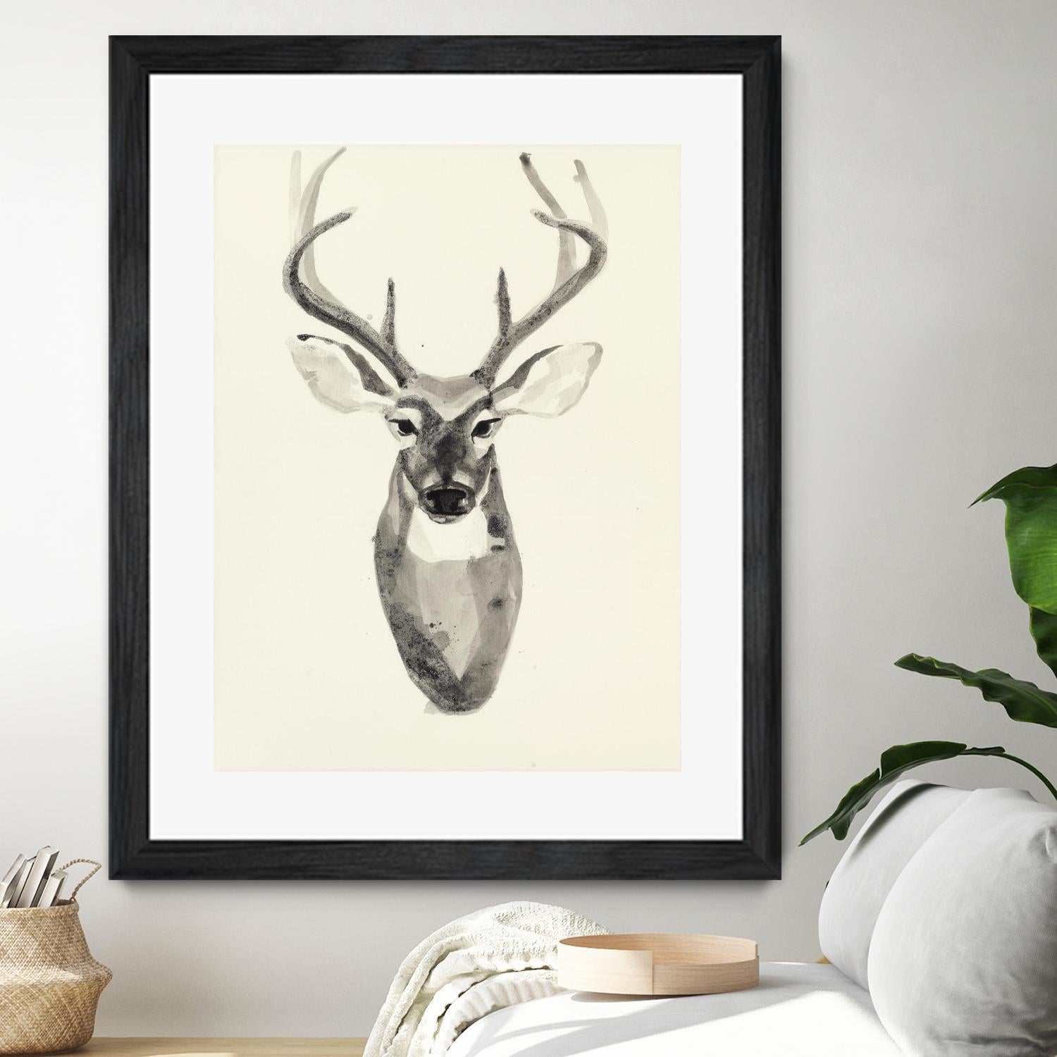 Watercolor Deerhead 2 by Gordon, Ben Gordon on GIANT ART - white black & white deer