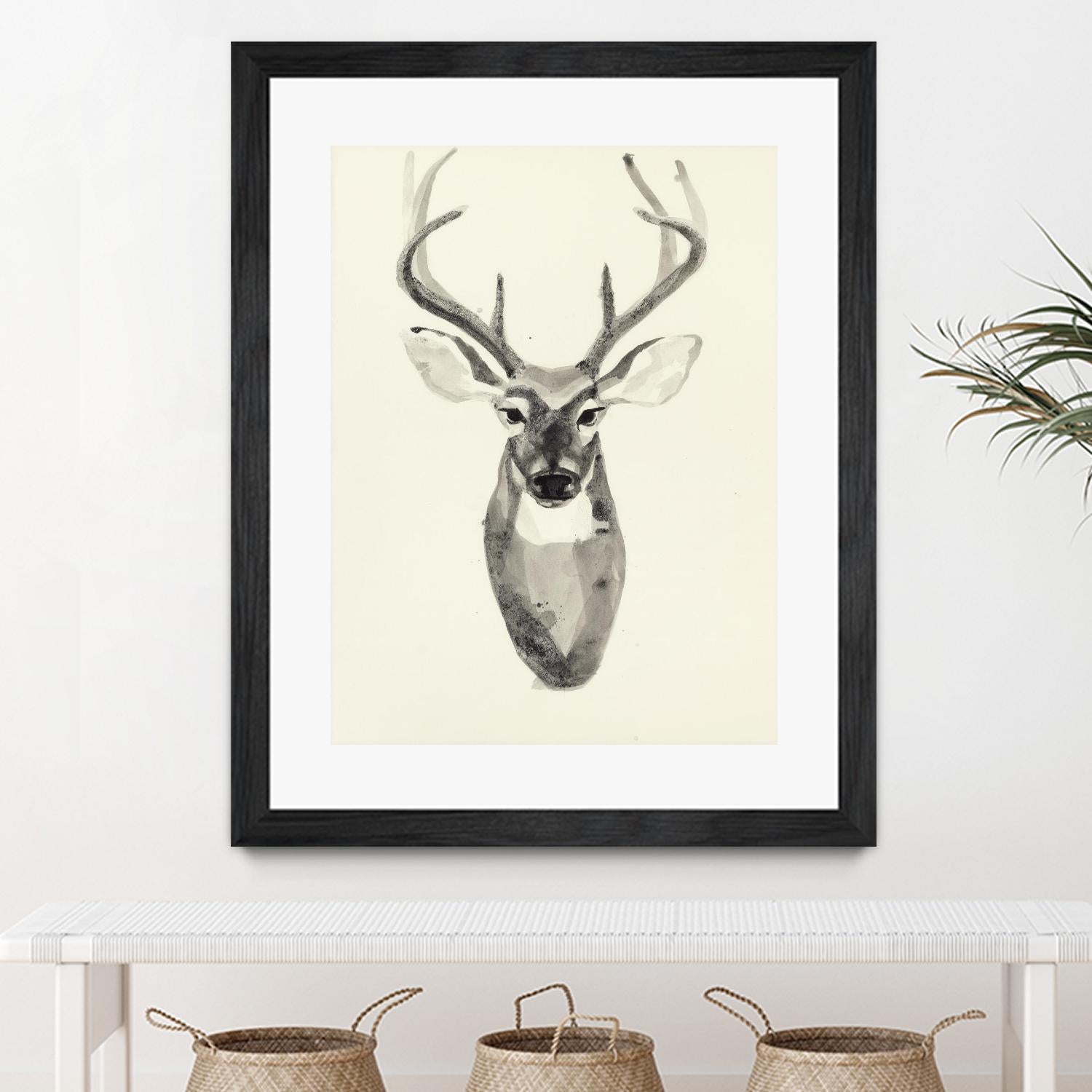 Watercolor Deerhead 2 by Gordon, Ben Gordon on GIANT ART - white black & white deer