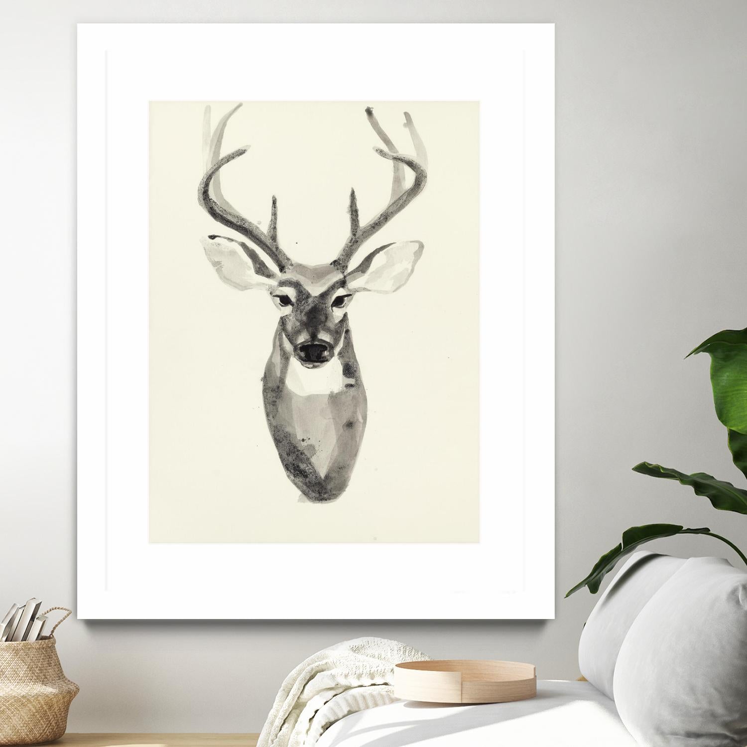 Watercolor Deerhead 2 by Gordon, Ben Gordon on GIANT ART - white black & white deer