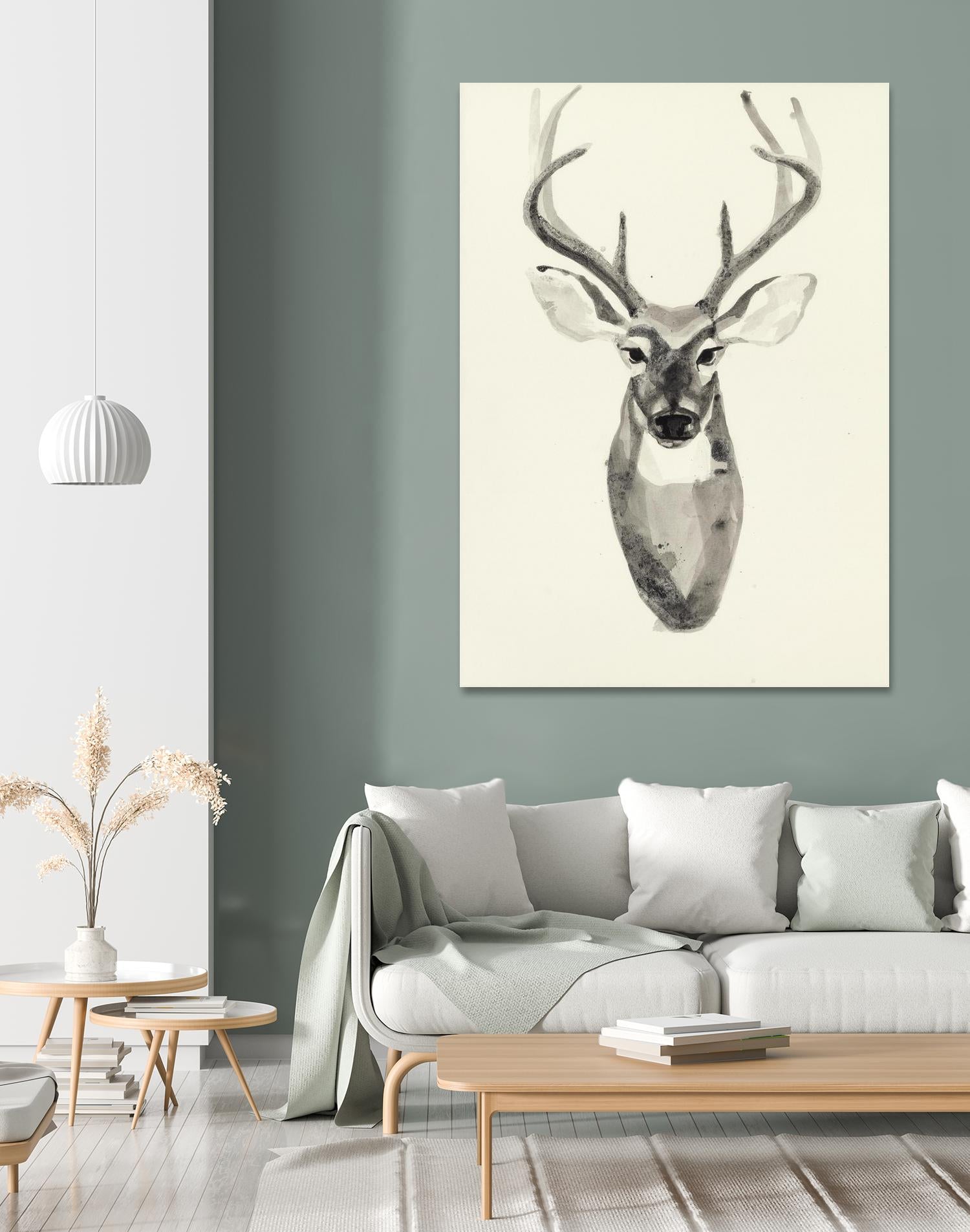 Watercolor Deerhead 2 by Gordon, Ben Gordon on GIANT ART - white black & white deer