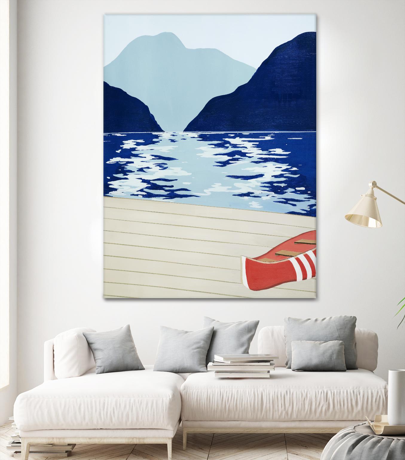 Afternoon Canoe by David Dimond on GIANT ART - beige landscape