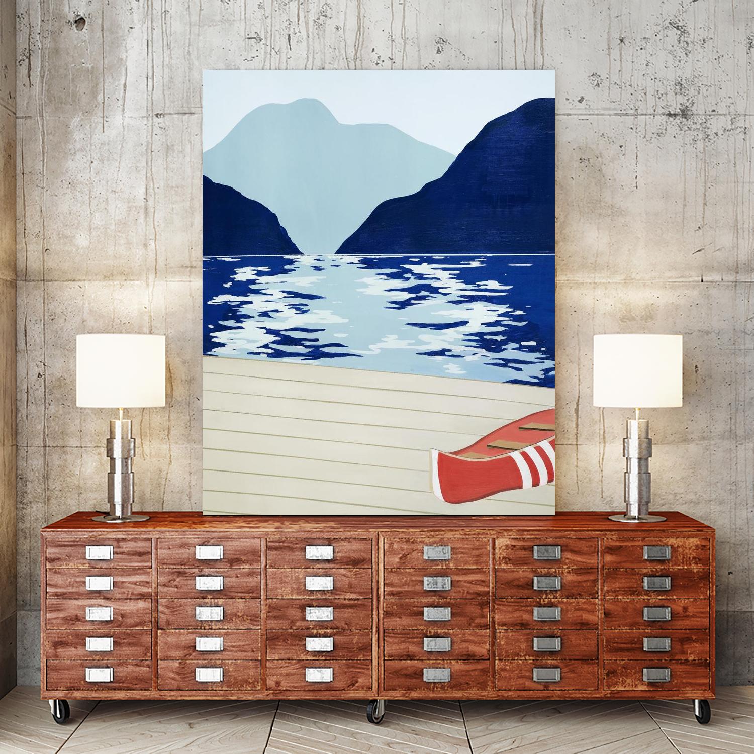 Afternoon Canoe by David Dimond on GIANT ART - beige landscape