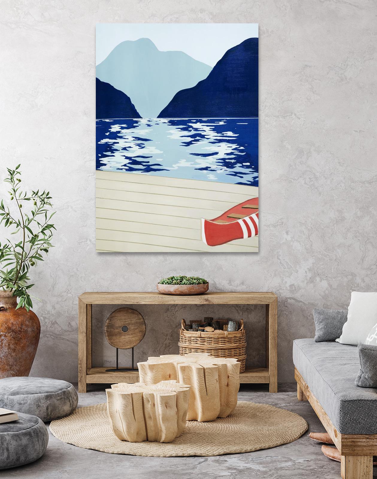 Afternoon Canoe by David Dimond on GIANT ART - beige landscape