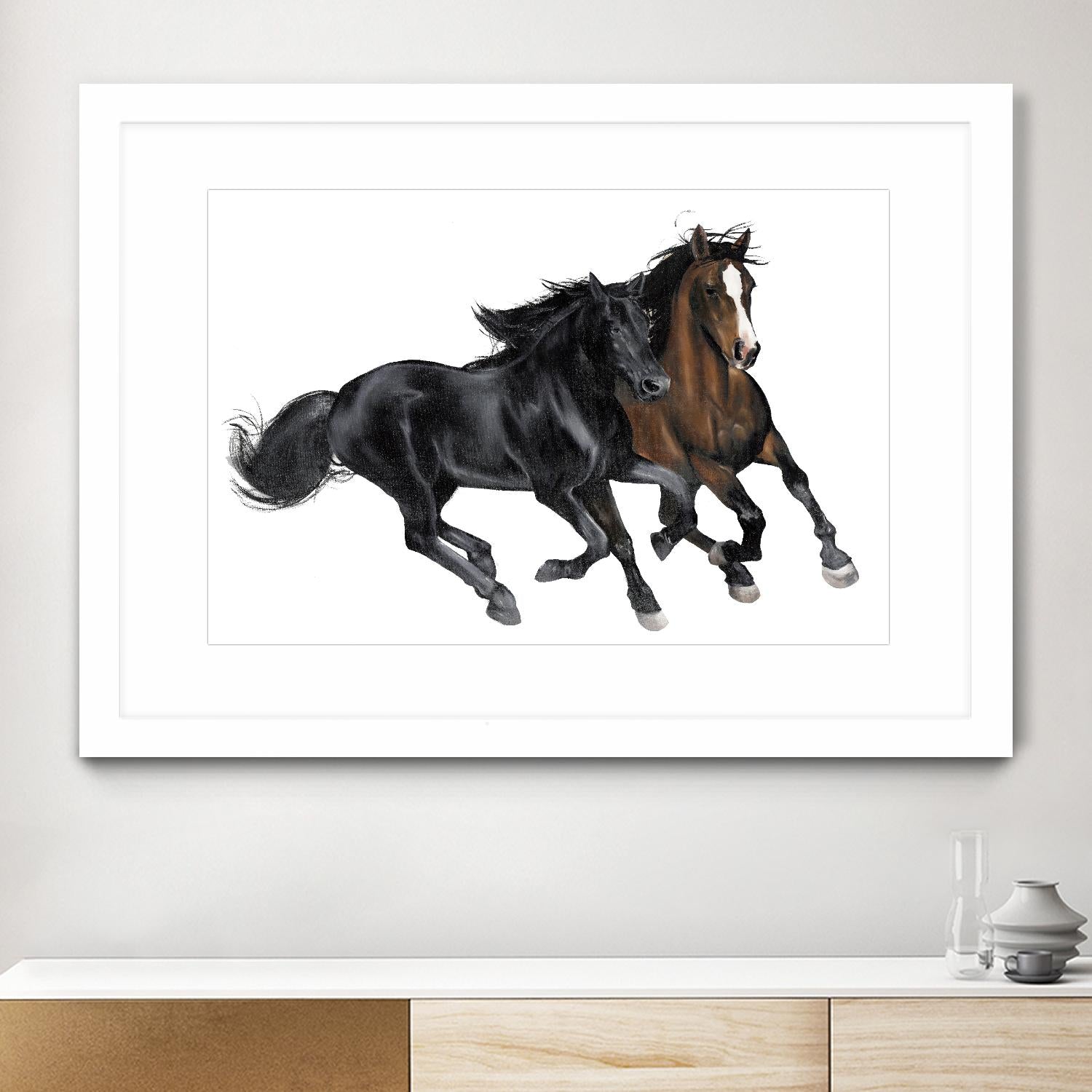 Black & Brown Horse by Stefano Altamura on GIANT ART - white black & white horse
