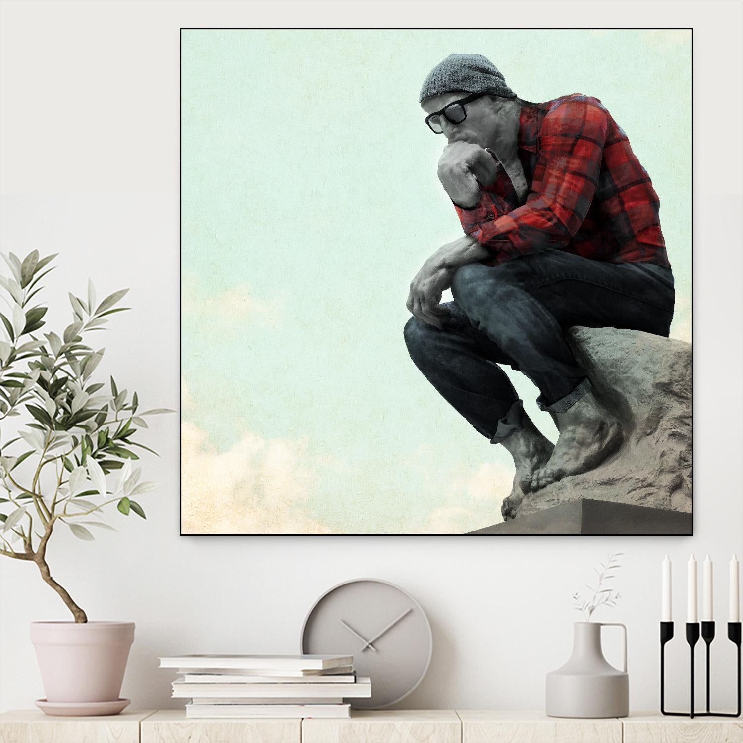 Hipster Thinker by THE Studio on GIANT ART - green contemporary