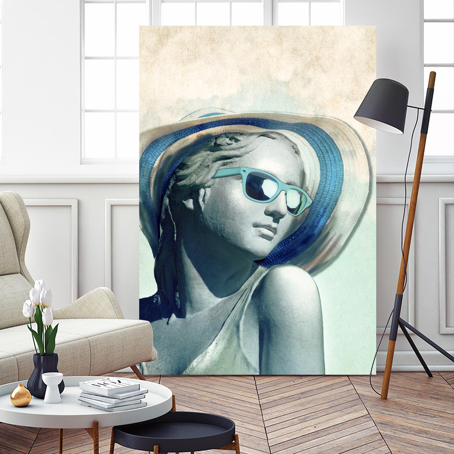 Hipster Statue with Sunhat by THE Studio on GIANT ART - green contemporary