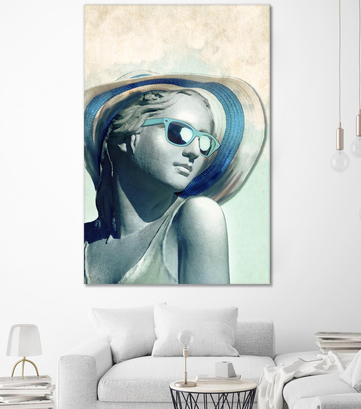 Hipster Statue with Sunhat by THE Studio on GIANT ART - green contemporary