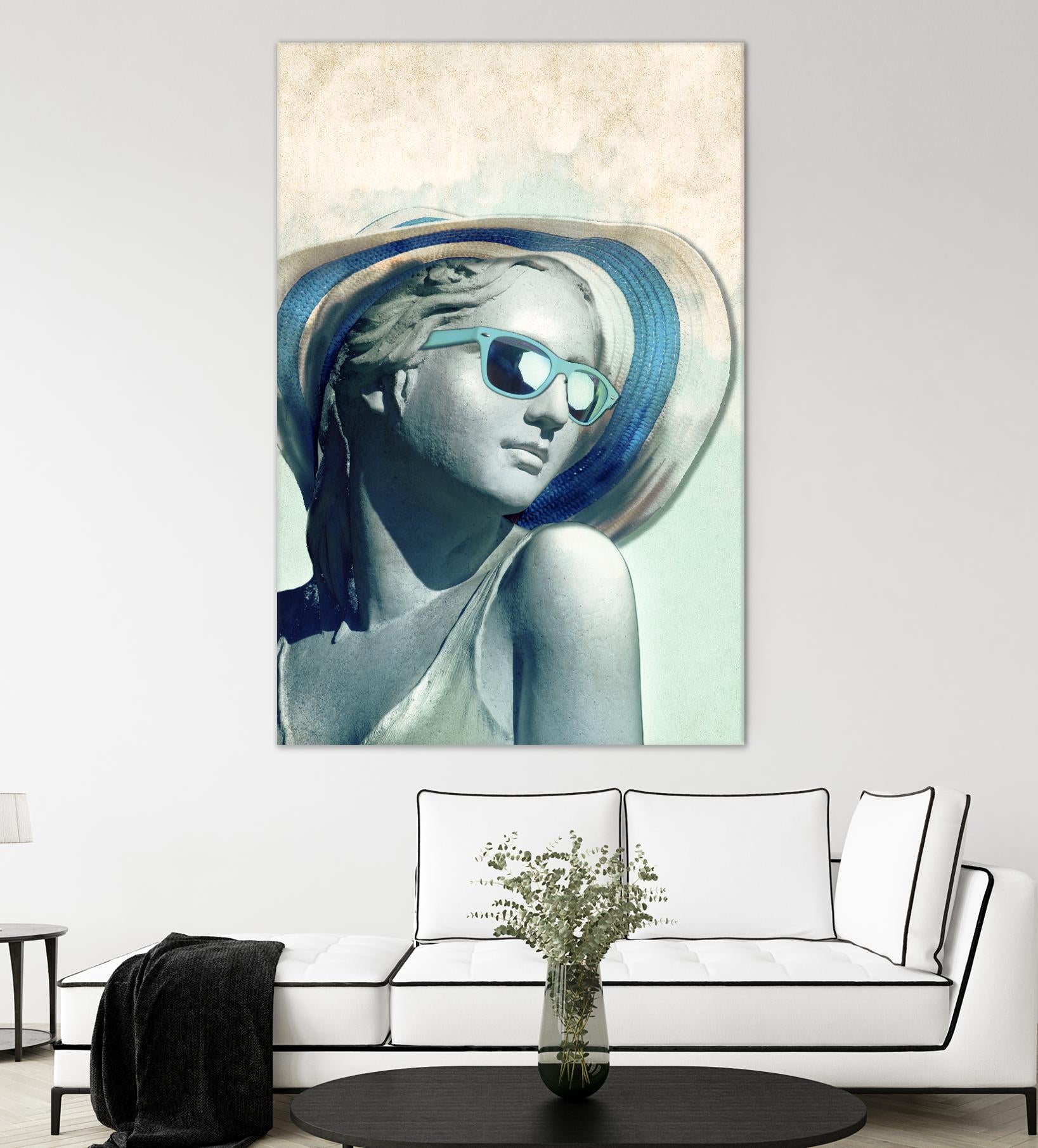 Hipster Statue with Sunhat by THE Studio on GIANT ART - green contemporary