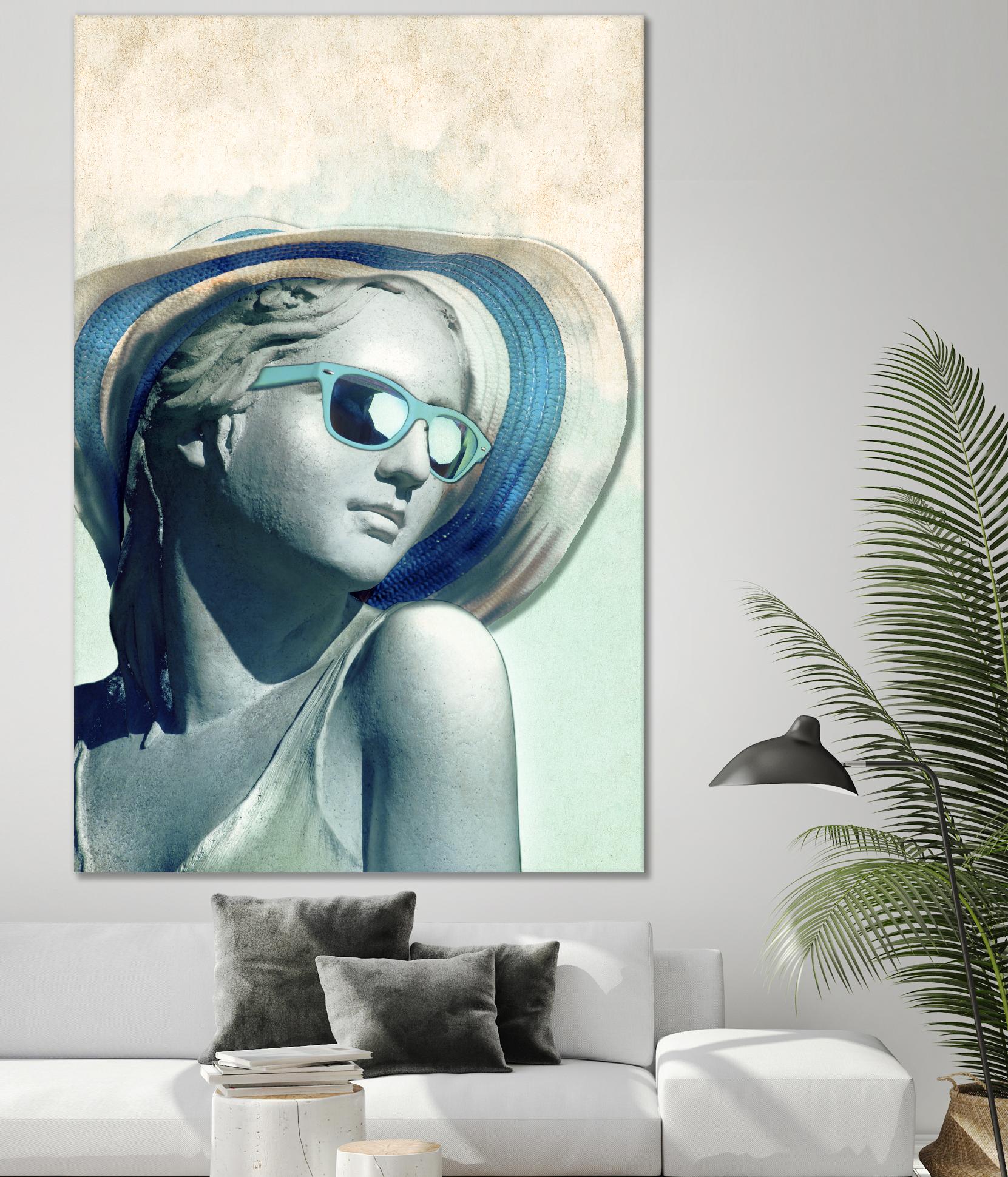 Hipster Statue with Sunhat by THE Studio on GIANT ART - green contemporary