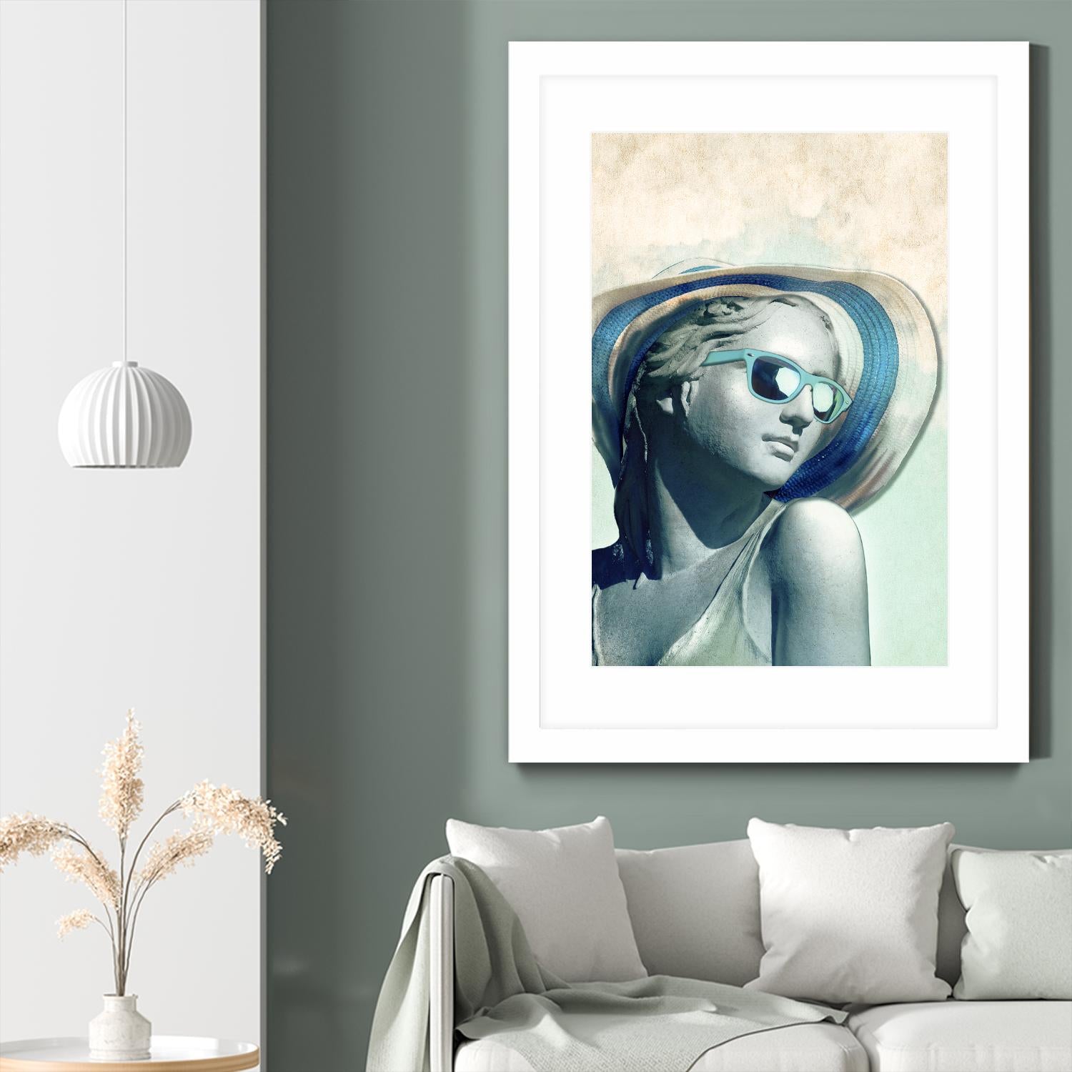 Hipster Statue with Sunhat by THE Studio on GIANT ART - beige figurative