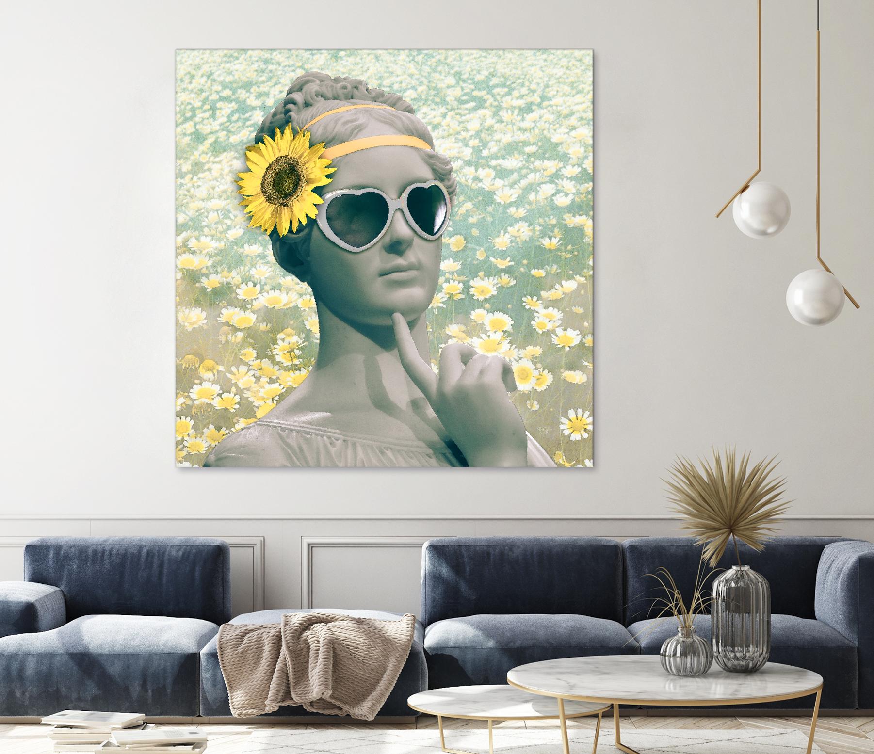 Hipster Statue with Sunflowers by THE Studio on GIANT ART - white contemporary