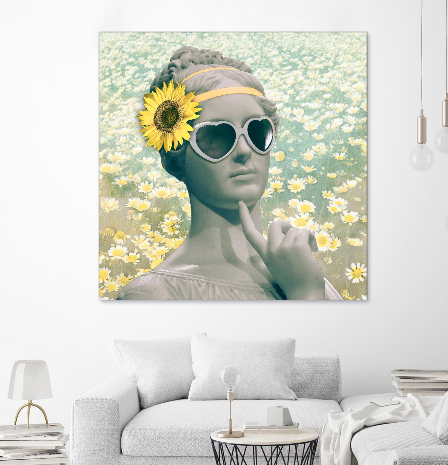 Hipster Statue with Sunflowers by THE Studio on GIANT ART - white contemporary